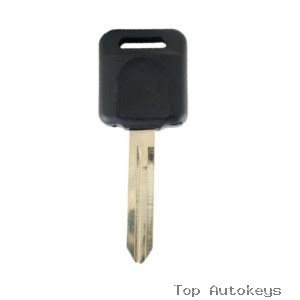 Car key with black plastic head and gold metal blade