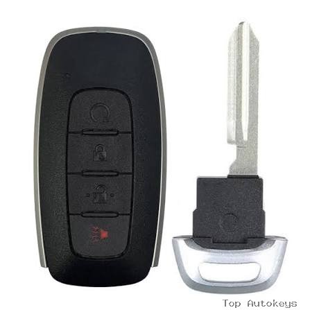 images - Top Autokeys Black car key fob with four buttons (lock, unlock, trunk, panic) and a separate silver metal key blade